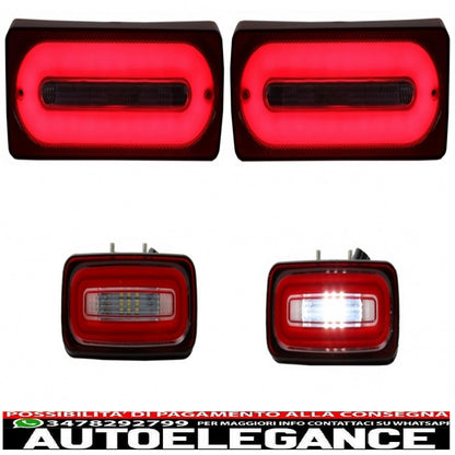 Barra luminosa fanali posteriori full led con fendinebbia adatta per mercedes classe g w463 (1989-2015) luci di svolta sequenziali dinamiche rosse AUTOELEGANCERICAMBI