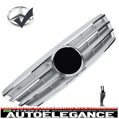 Sports radiator grille for Mercedes W203 S203 silver + chrome
