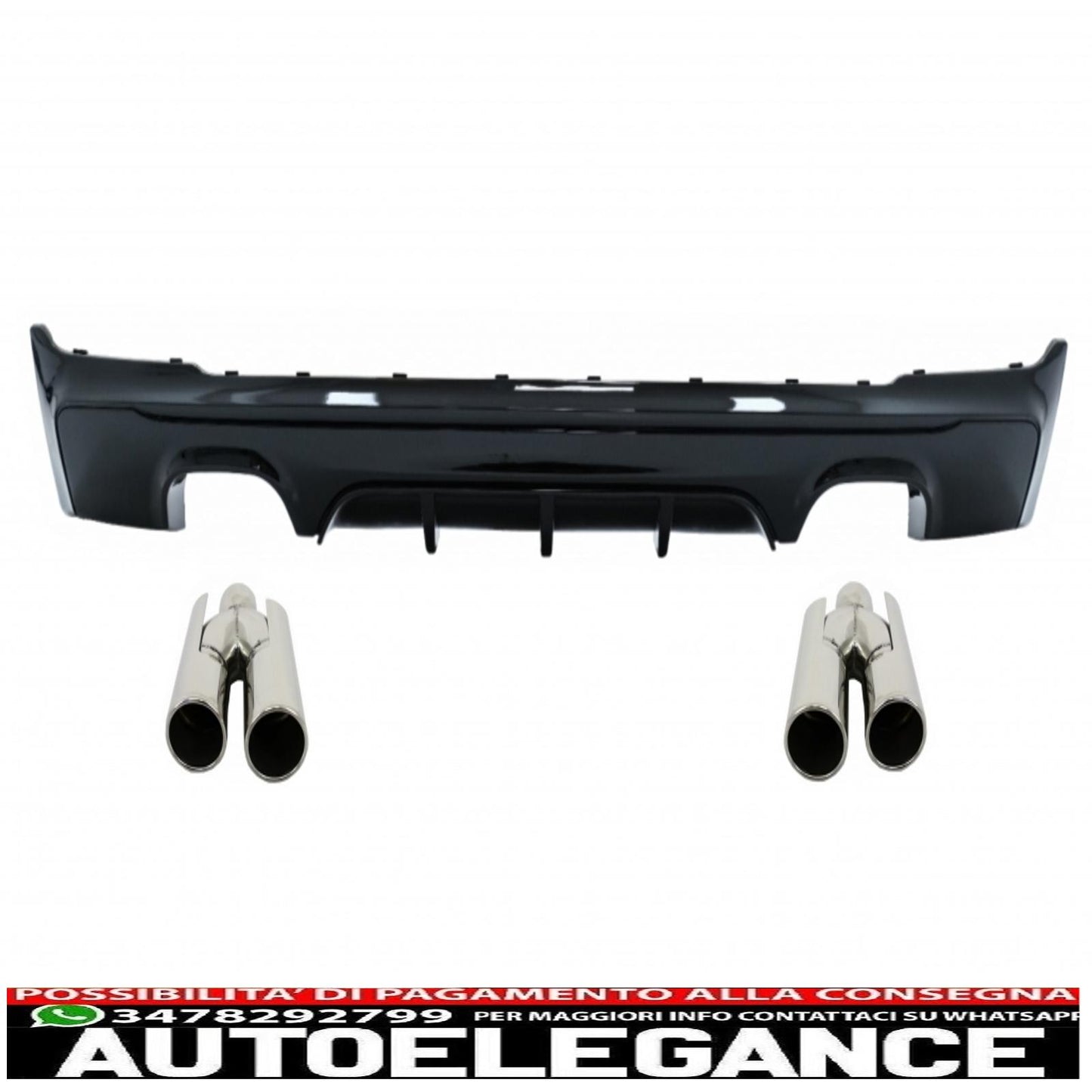 paraurti posteriore spoiler mantovana diffusore doppia uscita con terminali di scarico adatti per bmw serie 2 f22 f23 (2013-) m performance design