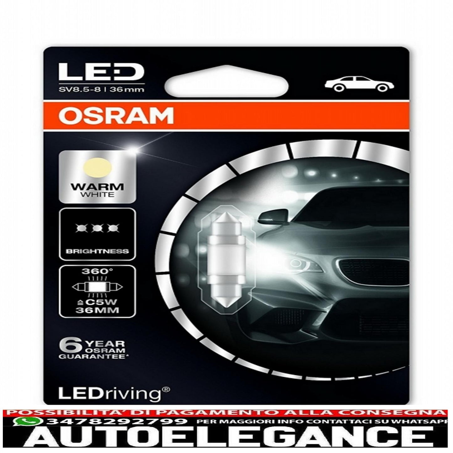osram led guida verme festone bianco 36mm (