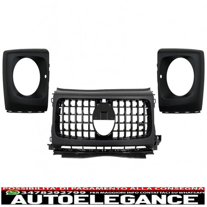 griglia anteriore con coperture fari adatta per mercedes classe g w464 w463a & g63 amg (06.2018-up) gt-r design panamericana nero pianoforte