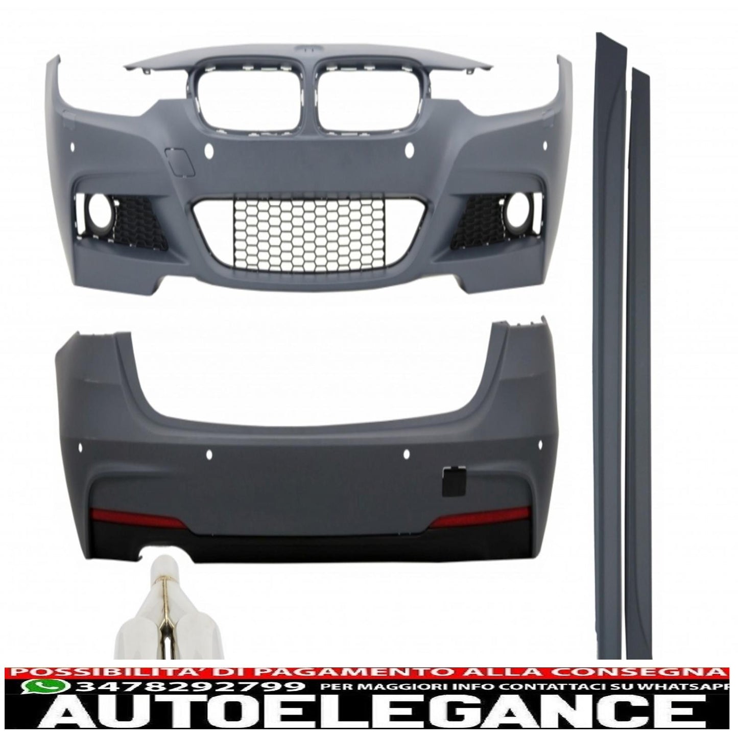 kit carrozzeria completo adatto per bmw serie 3 touring f31 (2011-up) design m-technik con silenziatore di scarico m-power