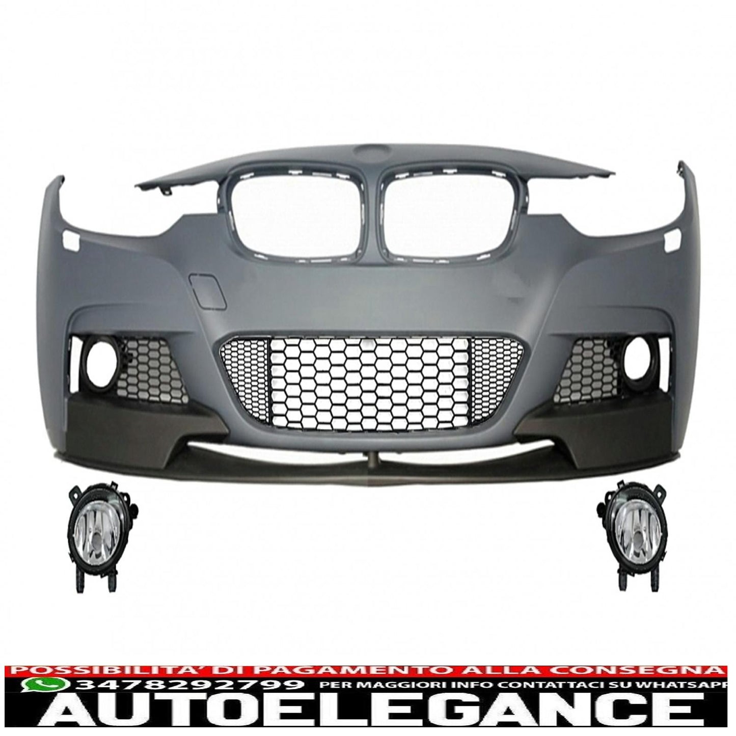 front bumper with fog lamps projectors and spoiler suitable for bmw 3 series f30 f31 sedan touring (2011-2019) m-performance design