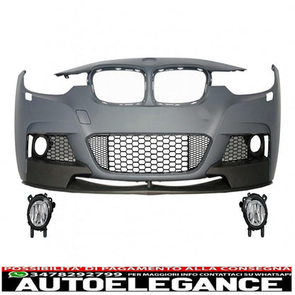 front bumper with fog lamps projectors and spoiler suitable for bmw 3 series f30 f31 sedan touring (2011-2019) m-performance design