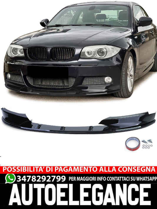 Spoiler anteriore lip performance nero lucido aftermarket compatibile con BMW Serie 1 E82 E88 11-13