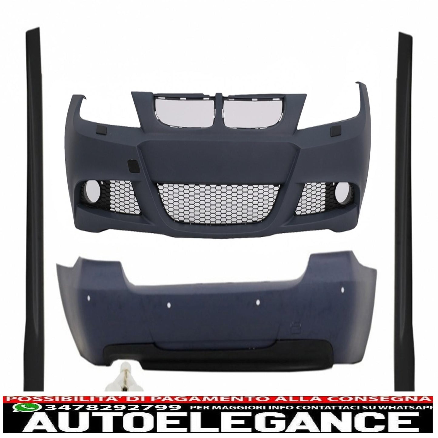 body kit suitable for bmw 3 series e90 (2005-2008) m-technik design with m-power exhaust silencer