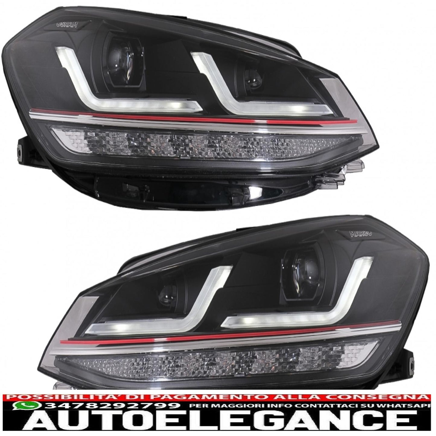 osram full led ledriving headlights suitable for vw golf 7.5 facelift (2017-2020) gti look upgrade for halogens with dynamic sequential cornering lights