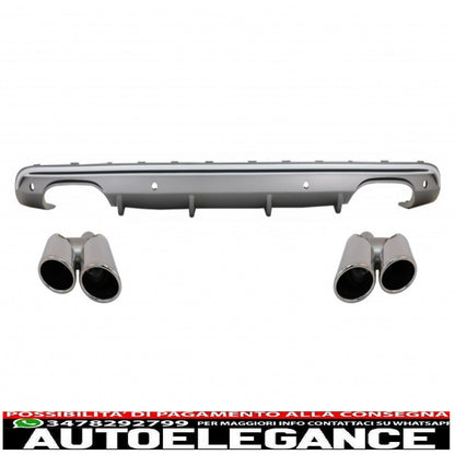 diffusore posteriore doppia uscita con terminali di scarico adatti per paraurti audi q5 8r facelift (2009-2016) s-line