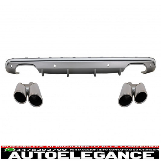 Rear diffuser double outlet with exhaust tips suitable for Audi Q5 8R facelift (2009-2016) S-line bumper