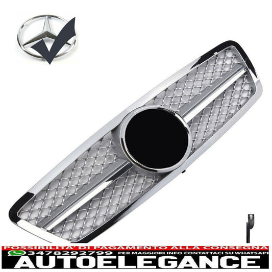 Griglia del radiatore sportiva per Mercedes W203 S203 argento + cromo