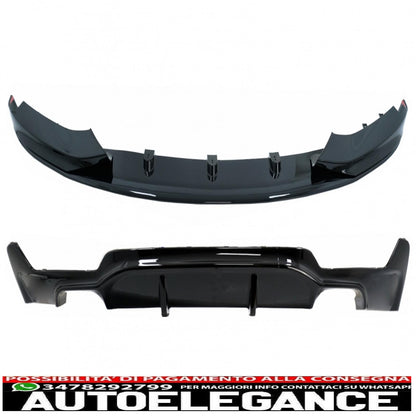Labbro spoiler paraurti anteriore adatto per bmw serie 4 f32 f33 f36 coupe cabrio grand coupe (2013-03.2019) con diffusore paraurti posteriore doppia doppia uscita m-performance