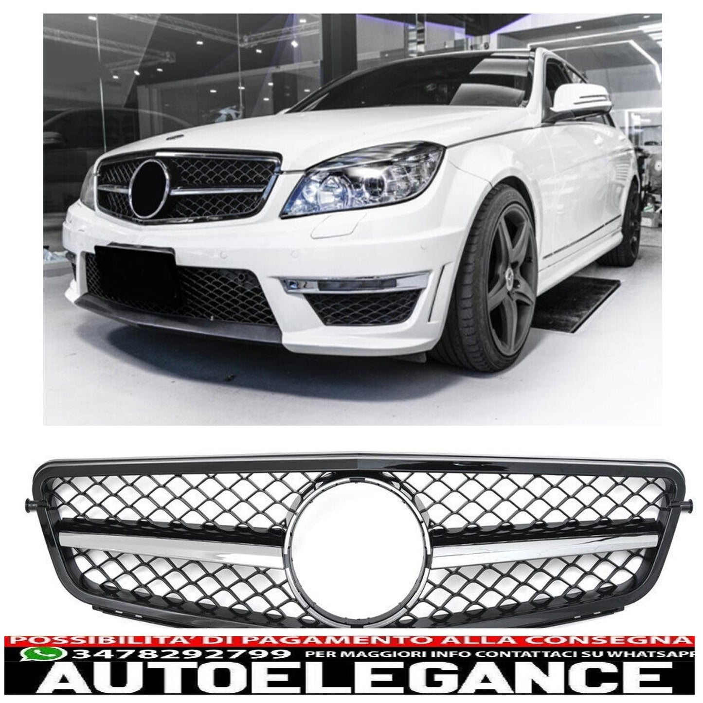 Sport grille radiator grille suitable for mercedes w204 s204 black + chrome