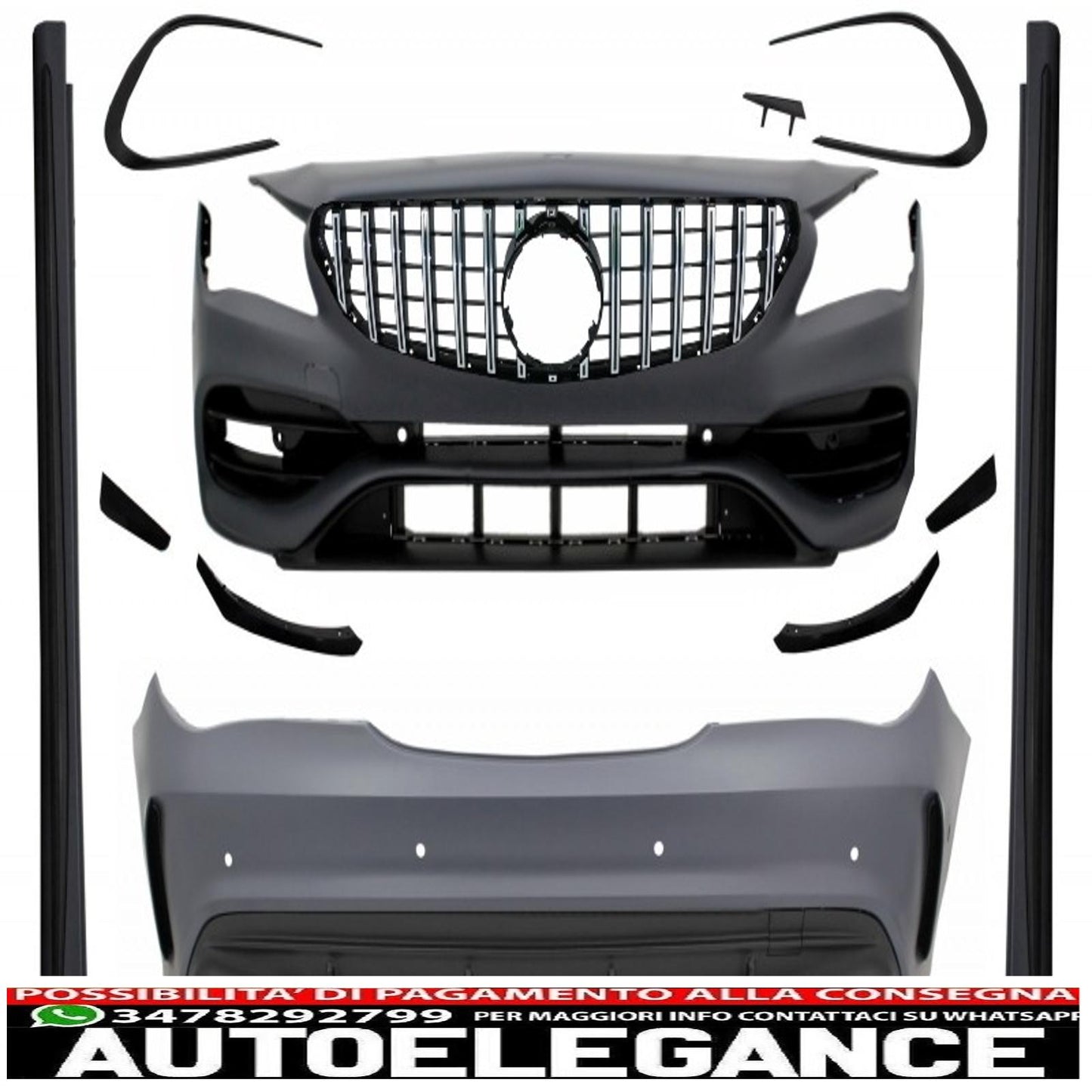 kit carrozzeria completo adatto per mercedes cla w117 c117 (2013-2018) restyling cla45 design griglia anteriore