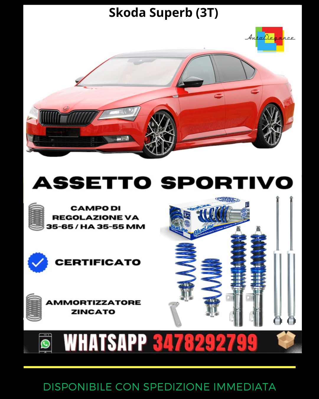 🔥Assetto sportivo ADATTO per Skoda Superb (3T)🔥