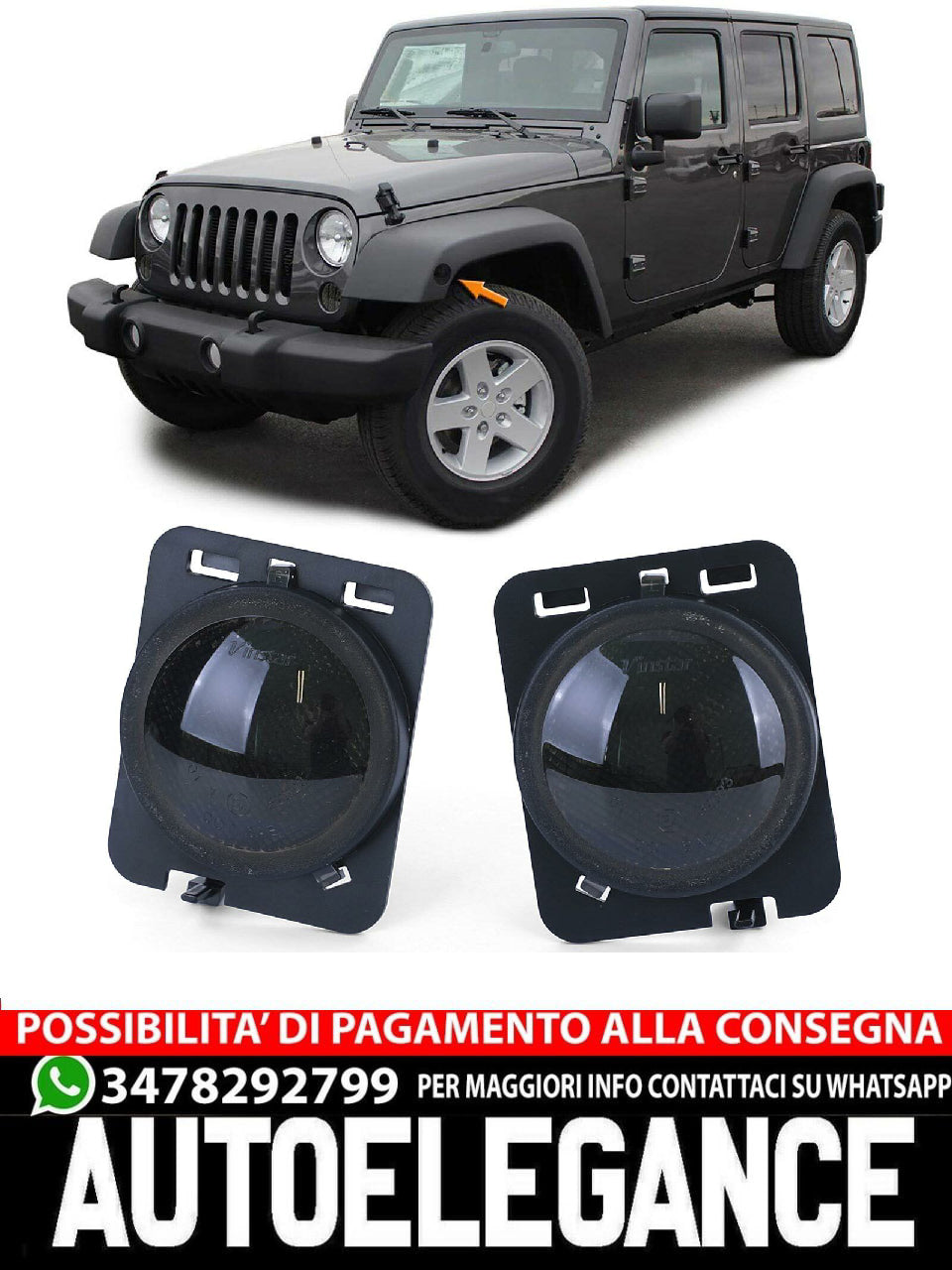 Coppia indicatori laterali a LED nero fumo adatti aftermarket compatibile con Jeep Wrangler JK 07-17