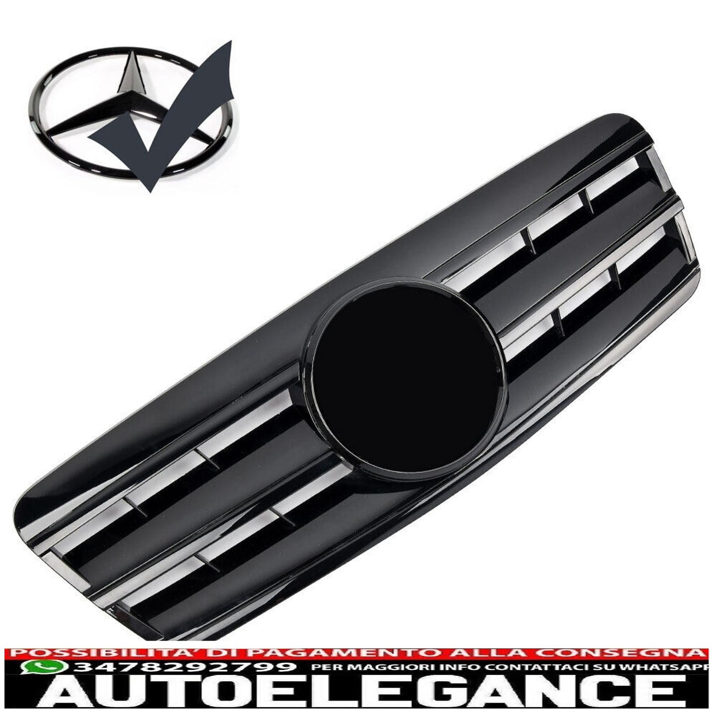 griglia sport griglia radiatore adatto per mercedes c208 a208 clk lucido nero-mostra il titolo originaletesto originalegrill sport kühlergrill passt für mercedes c208 a208 clk glanz schwarz