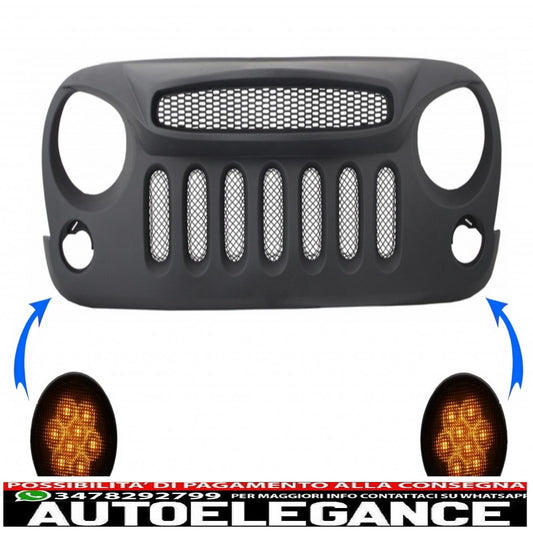 griglia anteriore centrale con indicatore di direzione a LED adatto per Jeep Wrangler / Rubicon JK (2007-2017) maschera Spettro con design Angry Bird