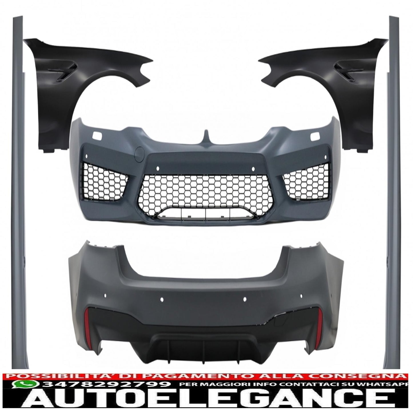 complete body kit with black front fenders suitable for bmw 5 series g30 (2017-2019) m5 design 
