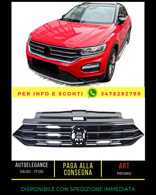 ⭐Black grille with chrome strips fits VW T-Roc from 2017⭐ 