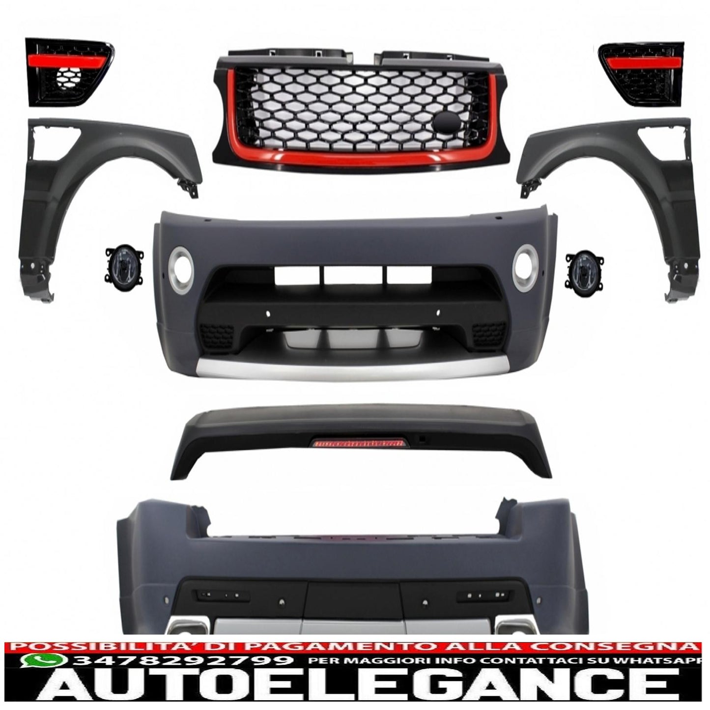 body kit suitable for land rover sport l320 restyling (2009-2013) design autobiography edition with black/red grille
