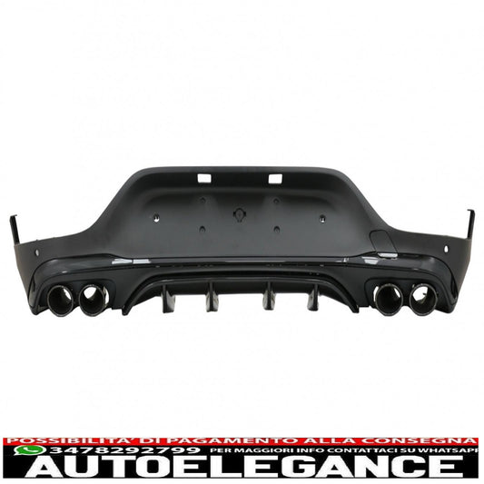 rear diffuser with black tailpipes suitable for mercedes glc coupe facelift c253 (2020-up) glc43 design night package 