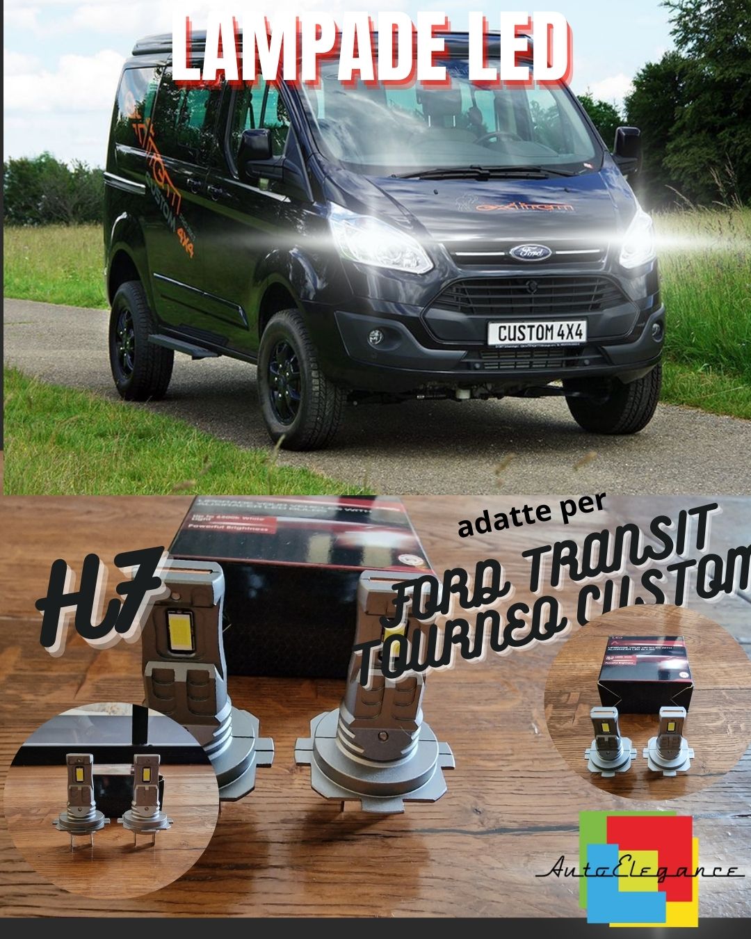 H7 LED KIT FOR FORD TRANSIT TOURNEO CUSTOM 6000K 6000 LUMEN CANBUS LOW BEAM 
