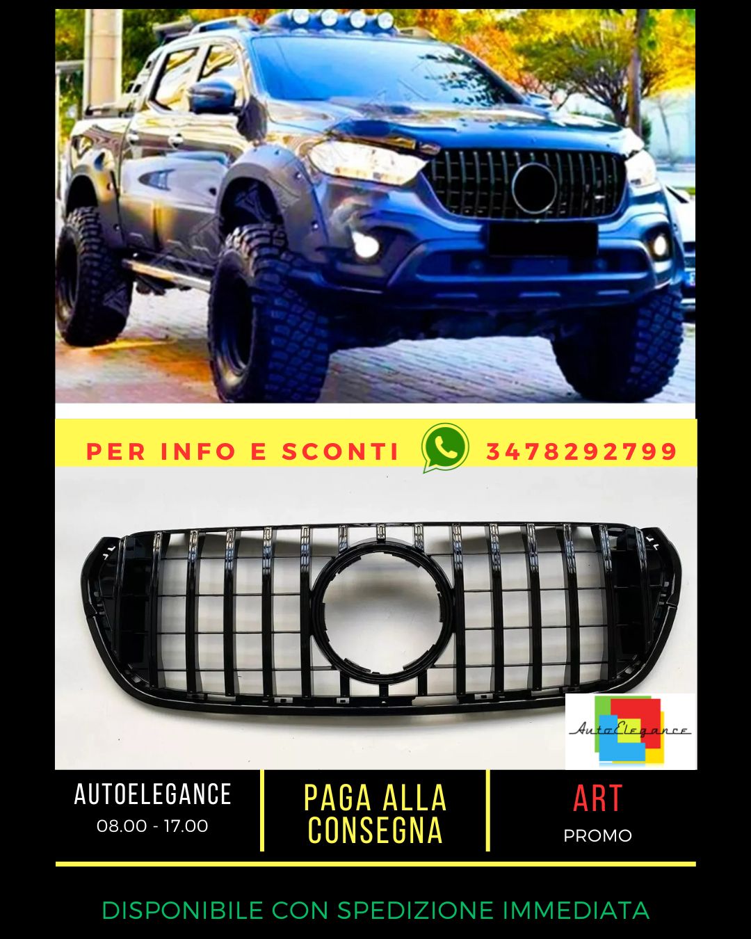 ✨Glossy Black Front GT Grille Fit FOR Mercedes X Class BR470 W470 15-19✨