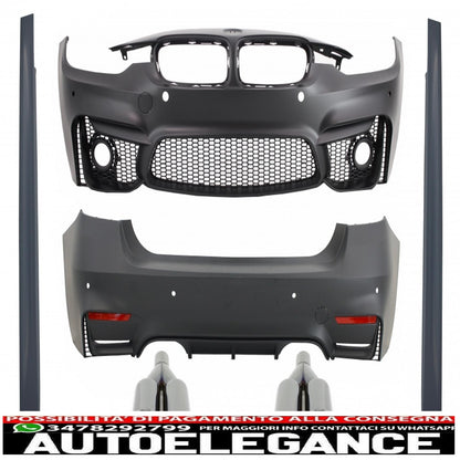 body kit suitable for bmw f30 (2011-2019) evo ii m3 cs design with quad m-power exhaust tips black