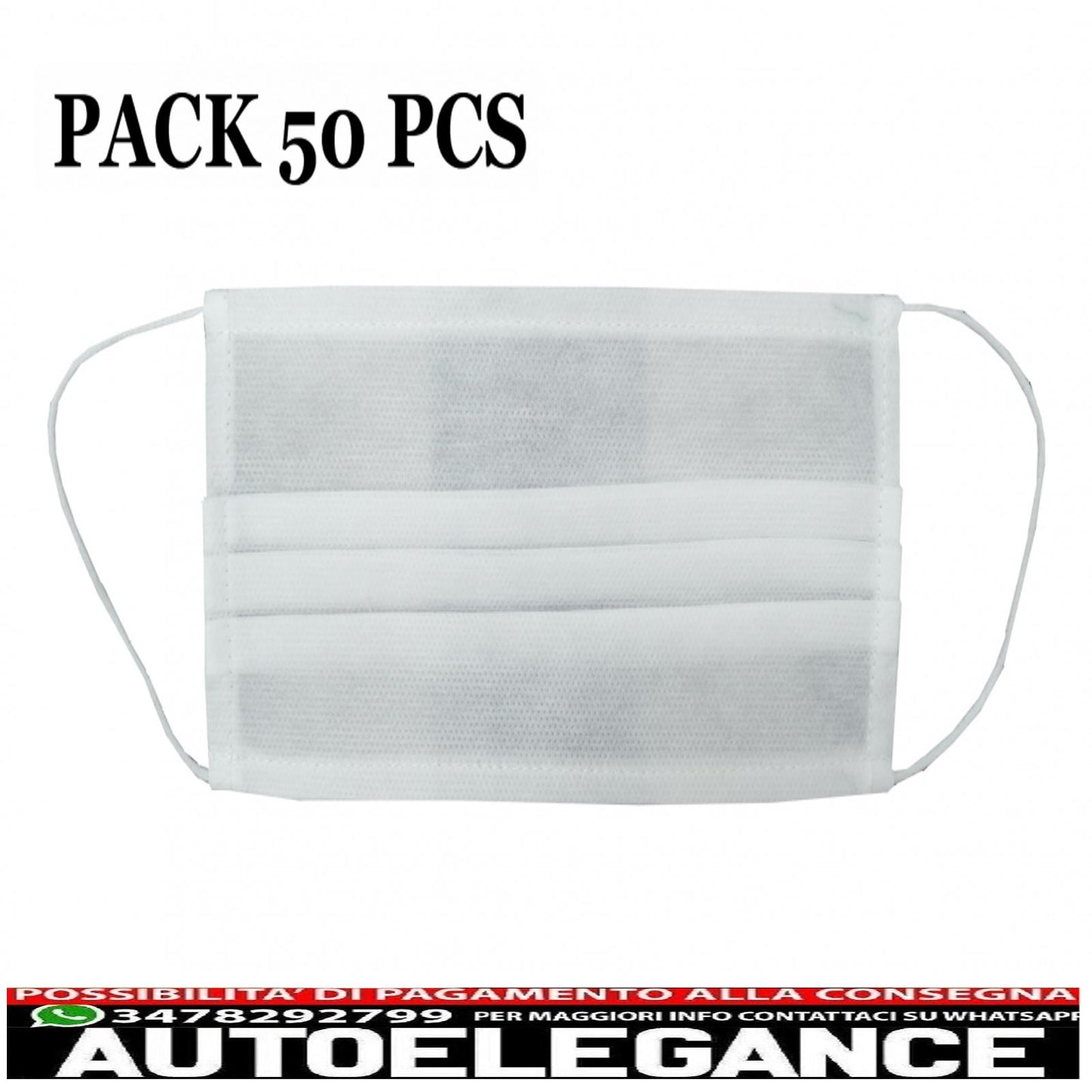confezione da 50 mascherine con pieghe 100% polipropilene 2 strati unisex AUTOELEGANCERICAMBI