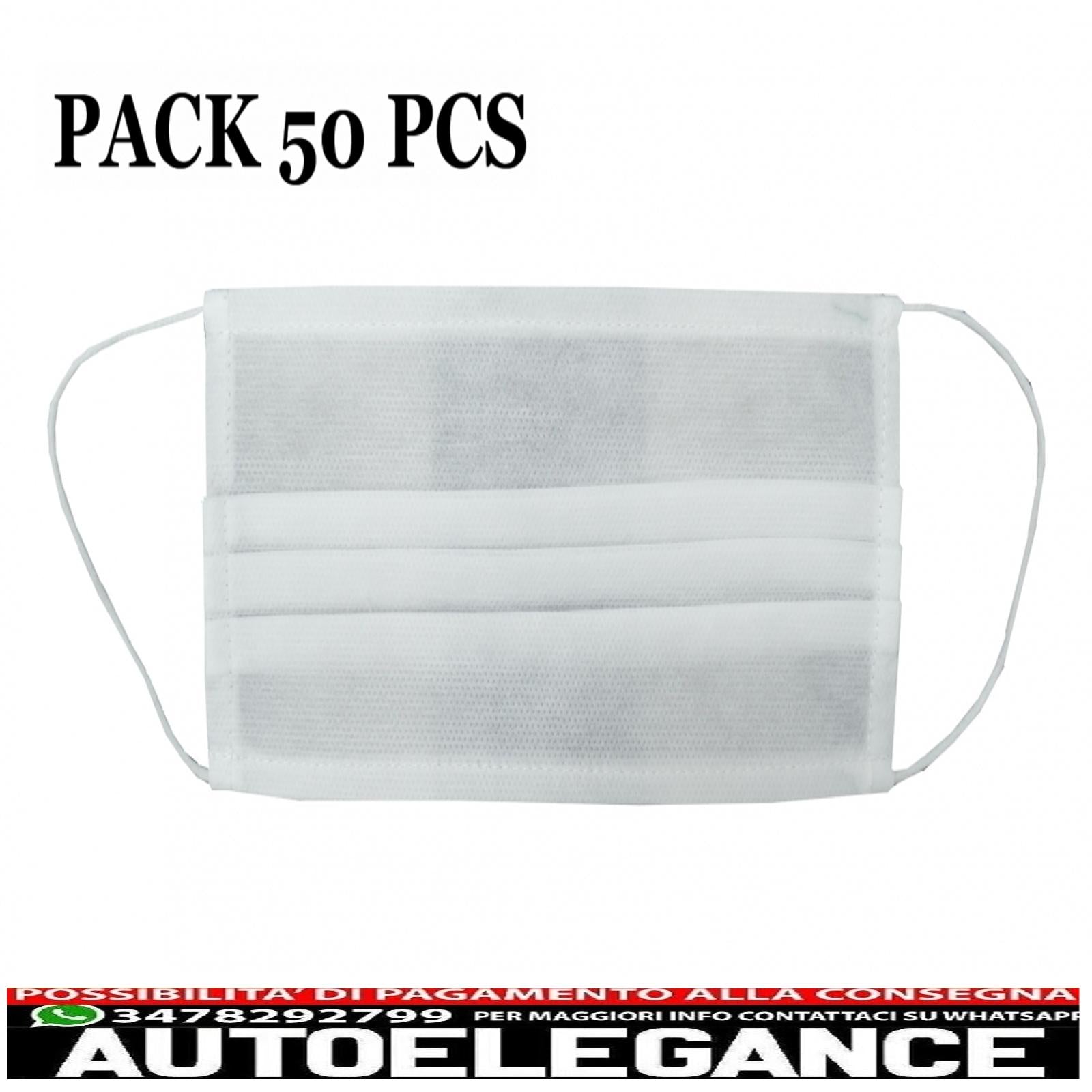 confezione da 50 mascherine con pieghe 100% polipropilene 2 strati unisex AUTOELEGANCERICAMBI