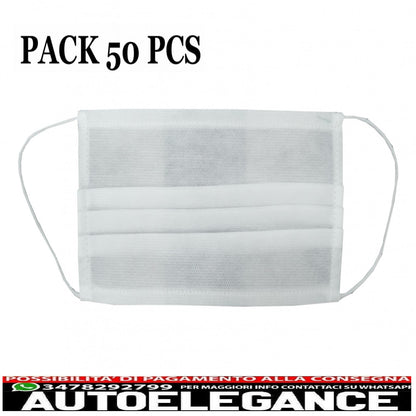 confezione da 50 mascherine con pieghe 100% polipropilene 2 strati unisex AUTOELEGANCERICAMBI