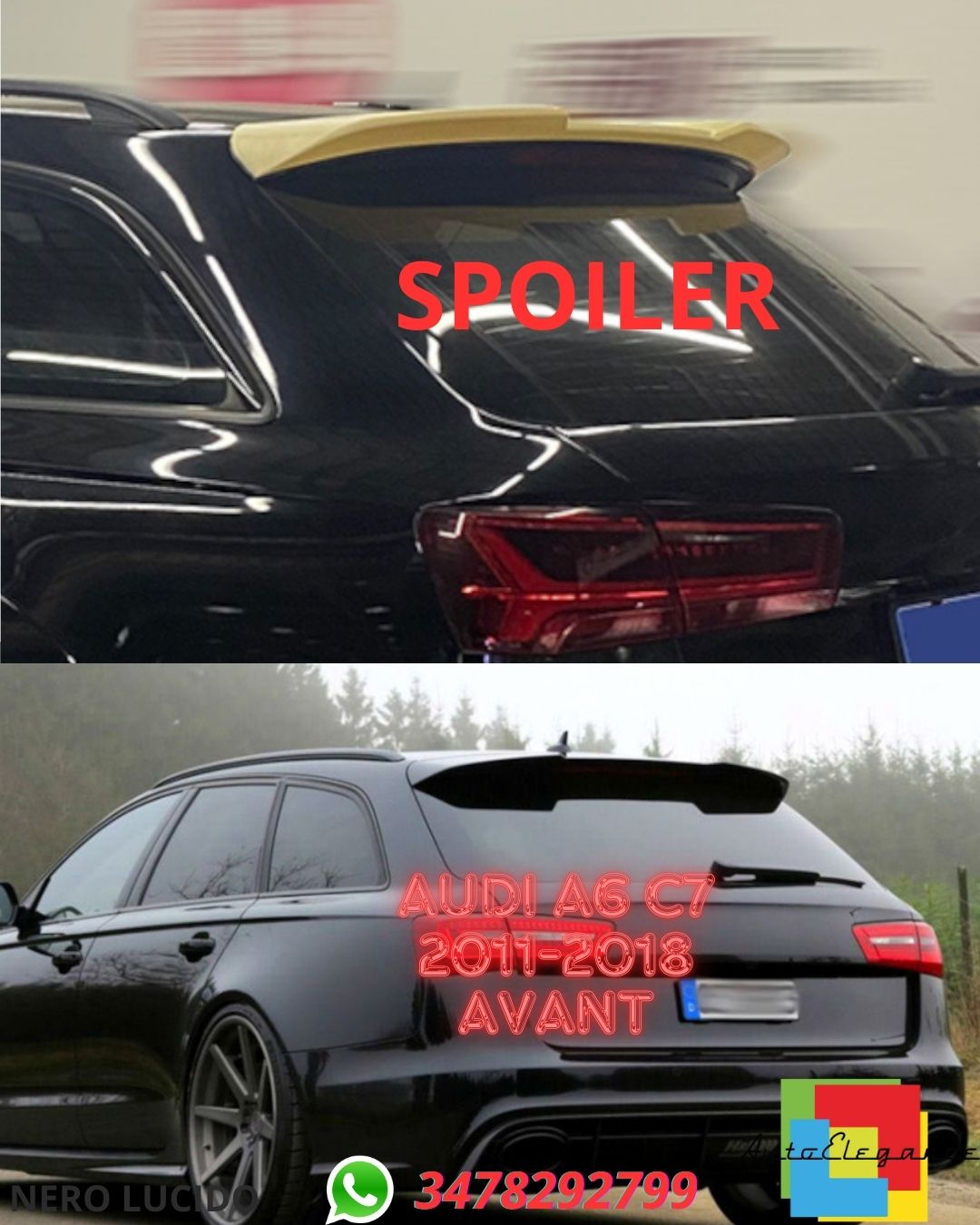 SPOILER NERO LUCIDO ADATTO PER ✨ ✨ AUDI A6 C7 2011-2018 AVANT✨✨
