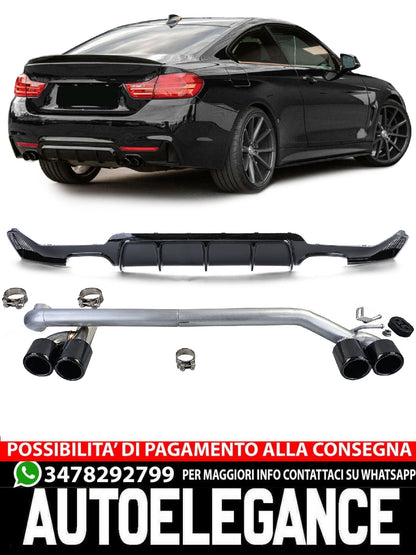 Glossy Rear Diffuser + Sport Look Exhaust Tip suitable for BMW F32 F33 F36 425 428 430 