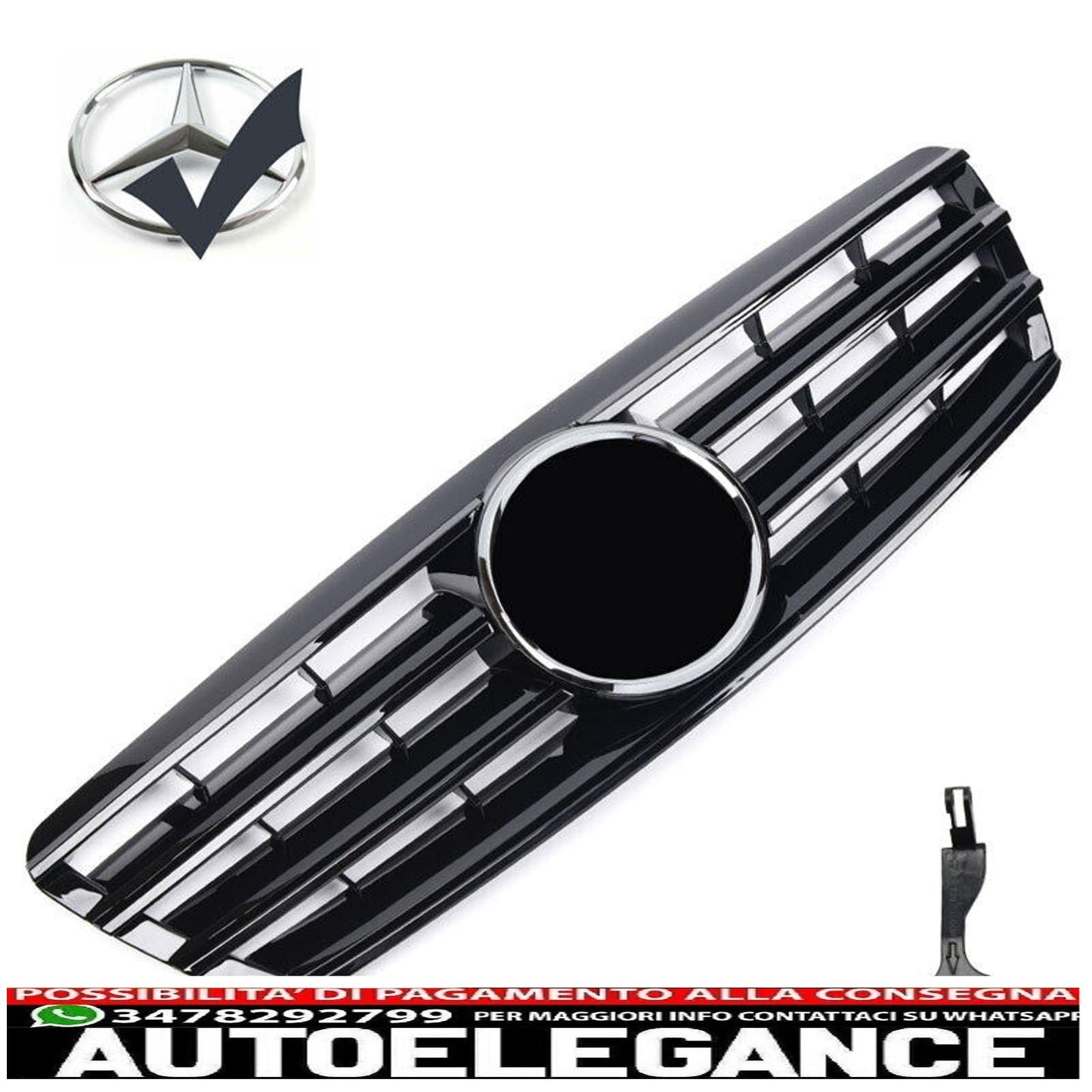 Griglia del radiatore sportiva per Mercedes W203 S203 nero lucido
