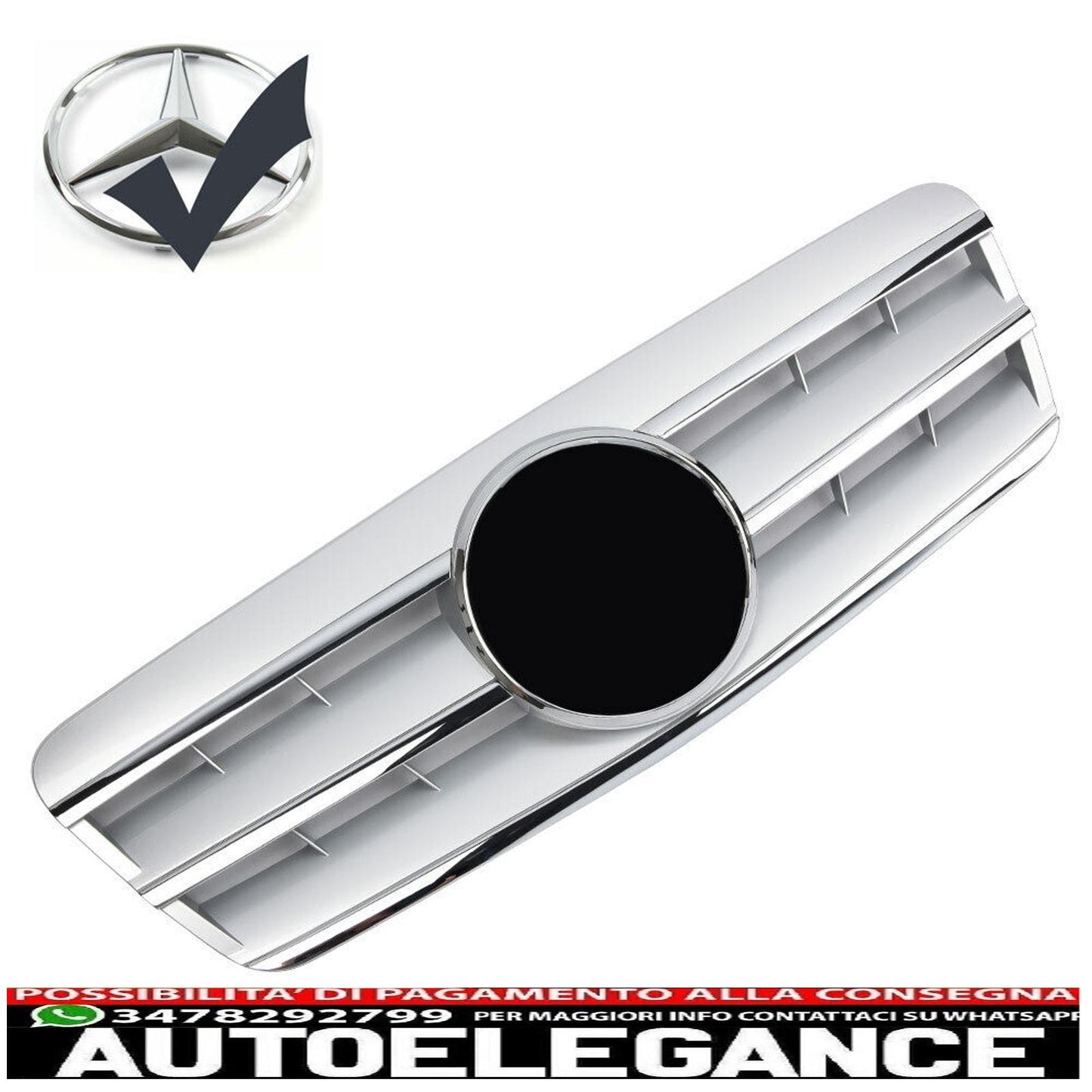 Griglia del radiatore sportiva per Mercedes C208 A208 CLK argento cromato