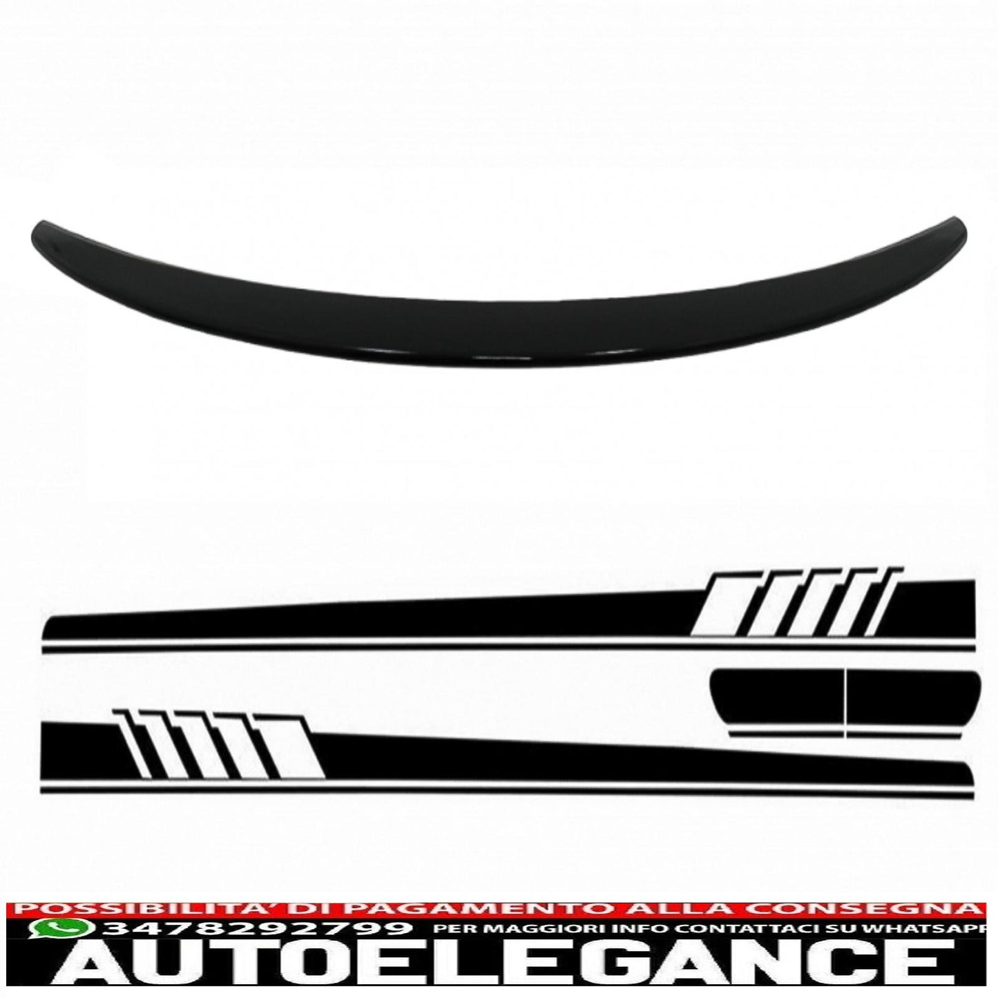 trunk spoiler with side decals vinyl sticker suitable for mercedes c class coupe c205 (2014-2019) piano black