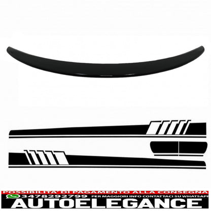 trunk spoiler with side decals vinyl sticker suitable for mercedes c class coupe c205 (2014-2019) piano black