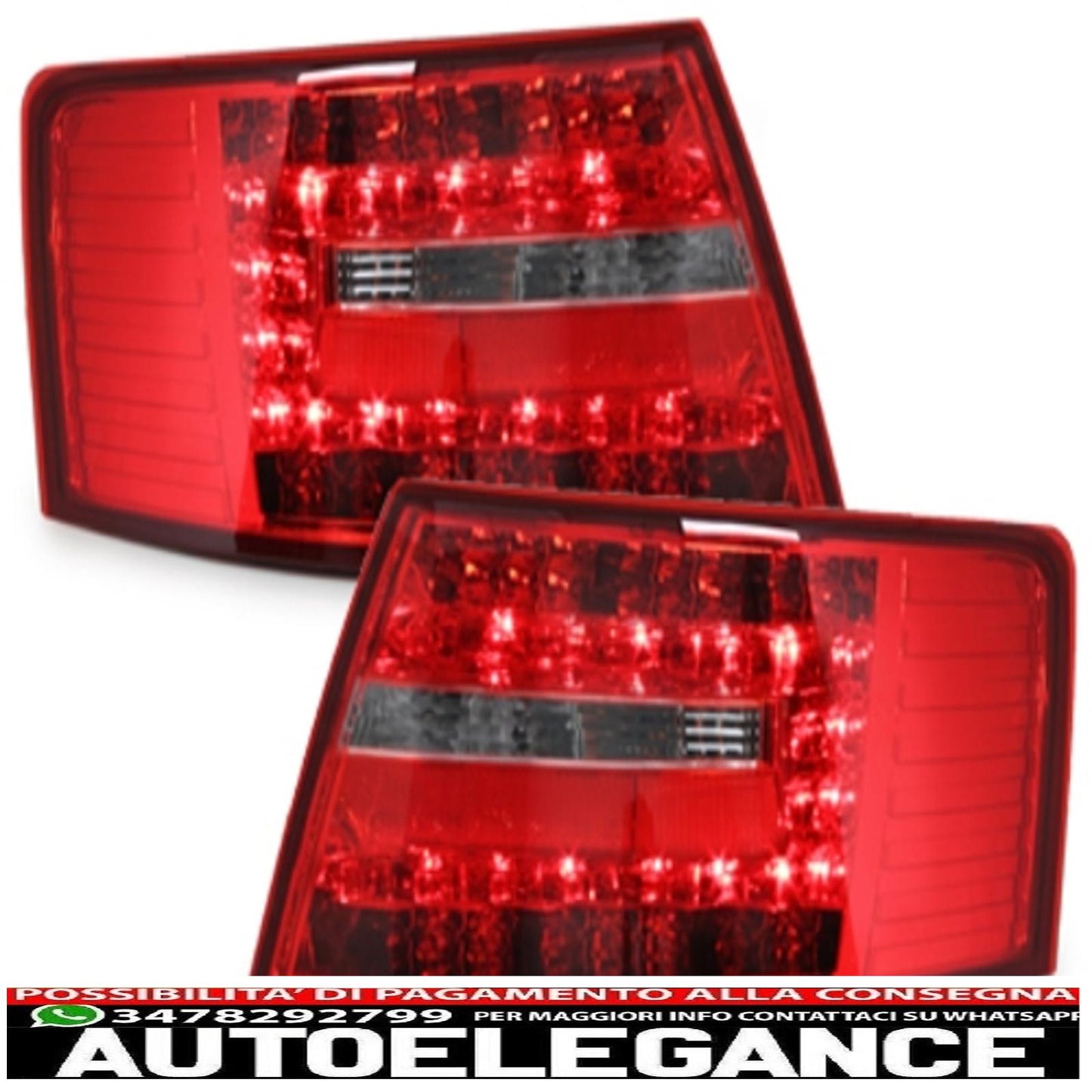 led rear lights suitable for audi a6 4f lim. 04-08 red/crystal - ra19elrc