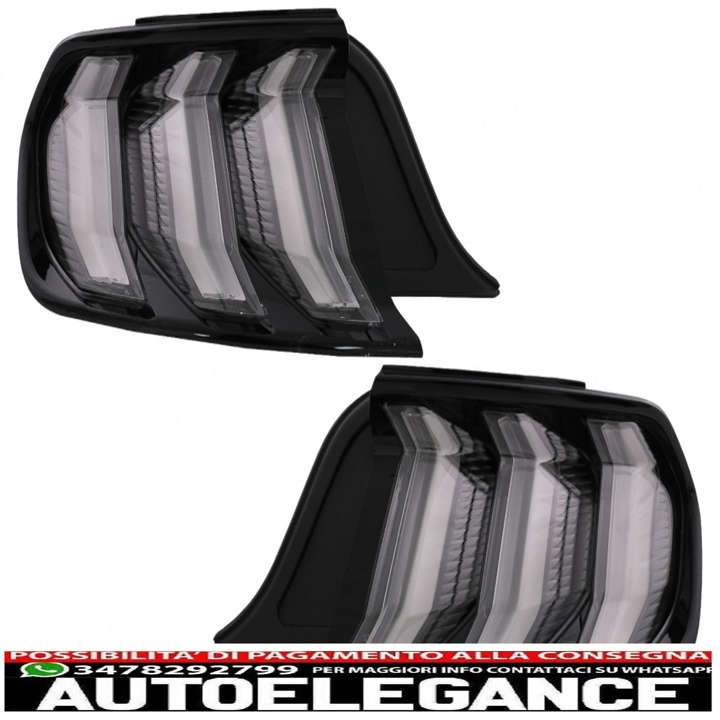 fanali posteriori full led adatti per ford mustang vi s550 (2015-2019) fumé trasparenti con luci di svolta sequenziali dinamiche