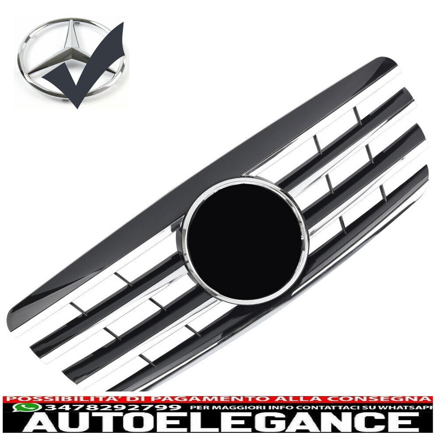 Sport radiator grille suitable for Mercedes W210 S210 E 1999-2002 black + chrome