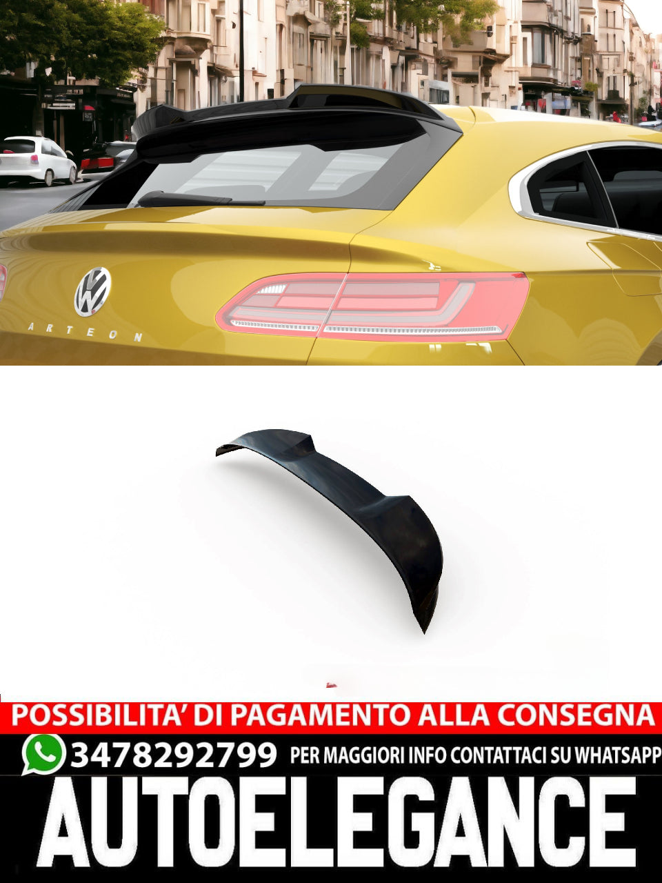 3D SPOILER CAP SUITABLE FOR VOLKSWAGEN ARTEON SHOOTING BRAKE R-LINE MK1 FACELIFT 