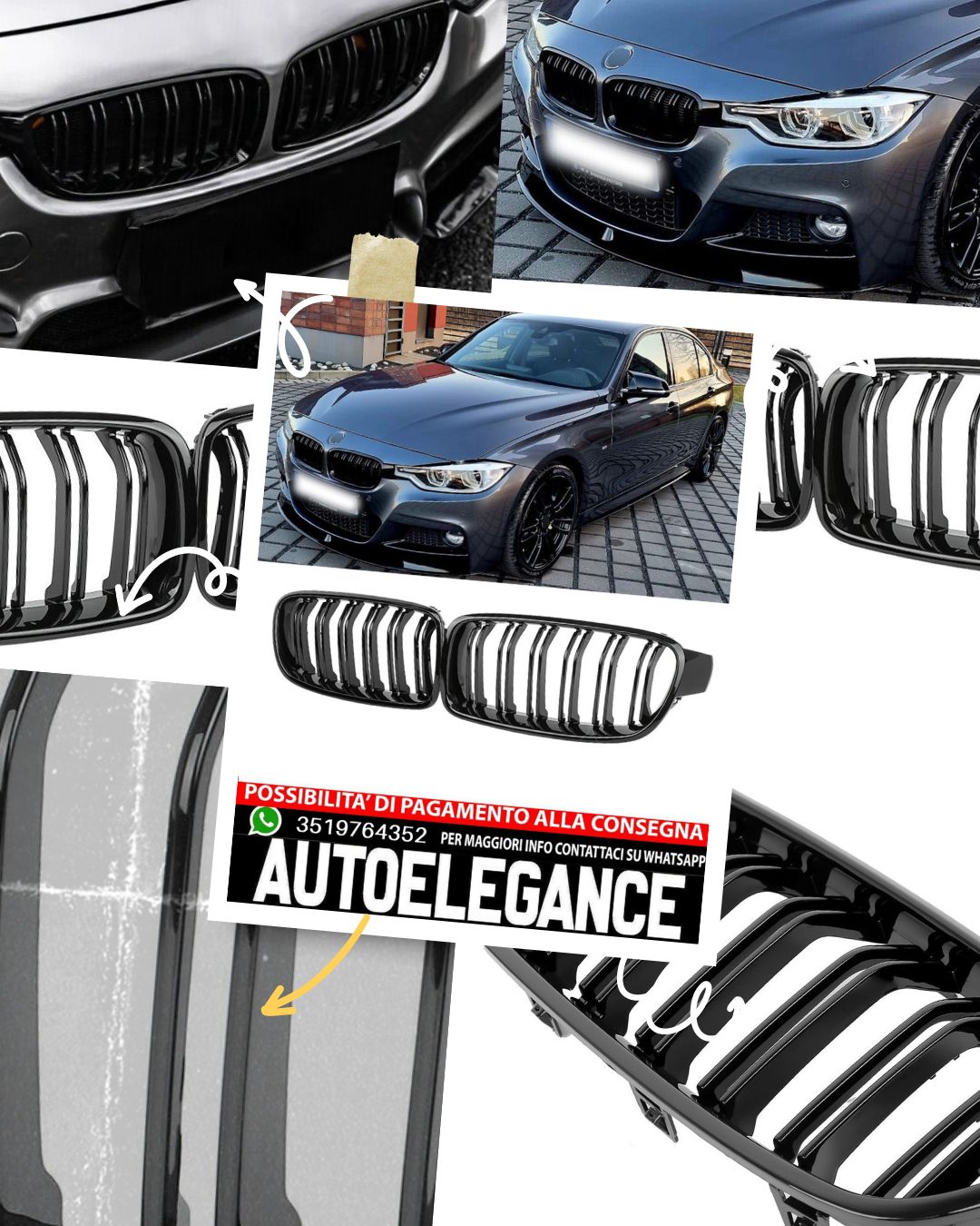 Double gangway kidney grille suitable for BMW 3 Series F30 F31 sedan Touring 