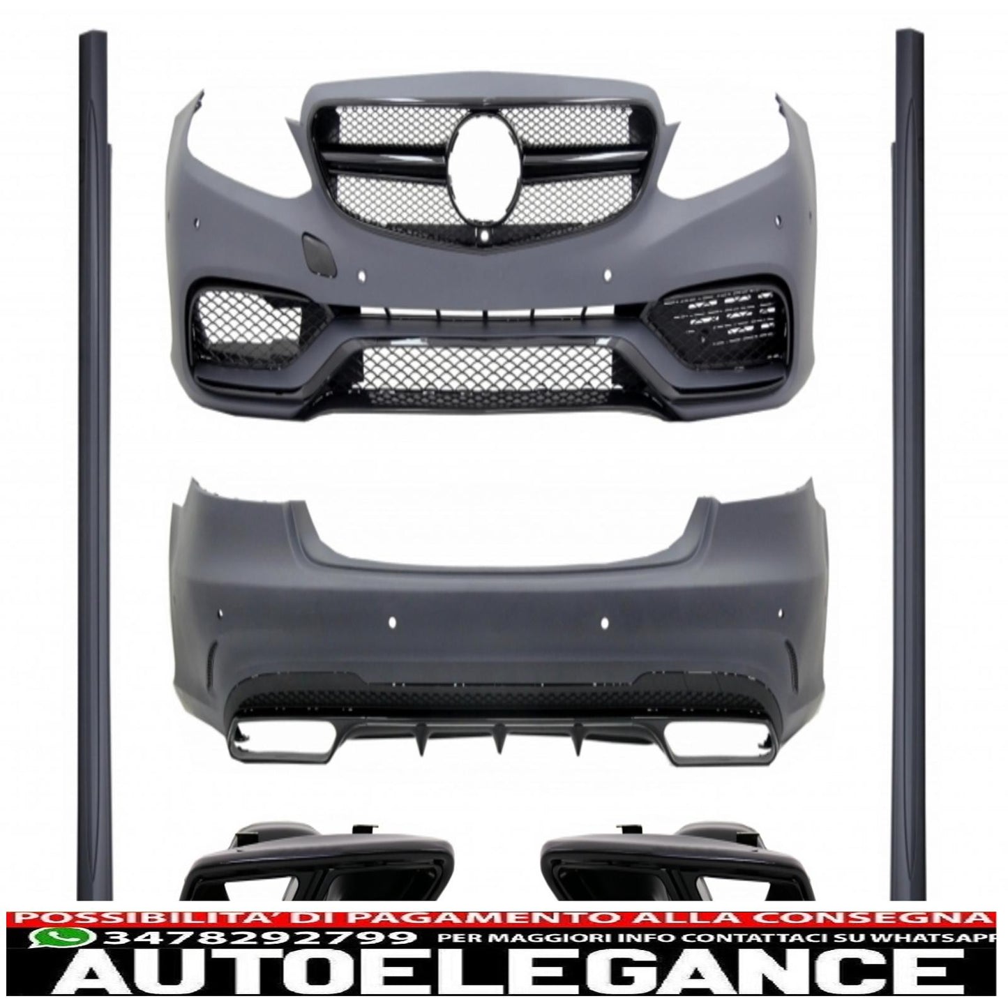 body kit suitable for mercedes e-class w212 restyling (2013-2016) with e63 a-design black exclusive edition exhaust tips