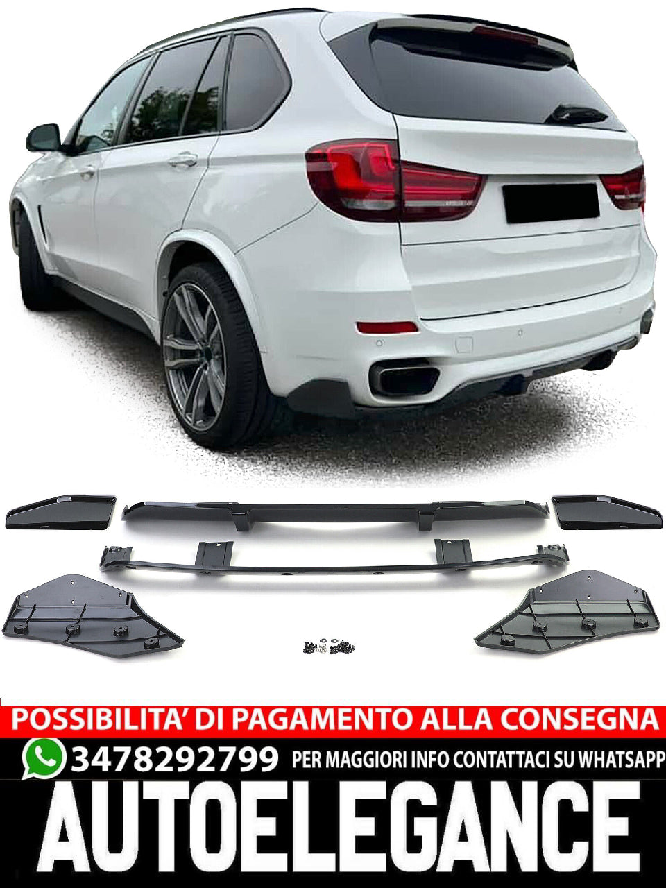 Diffusore posteriore Performance Black Gloss aftermarket compatibile con BMW X5 F15 13-18