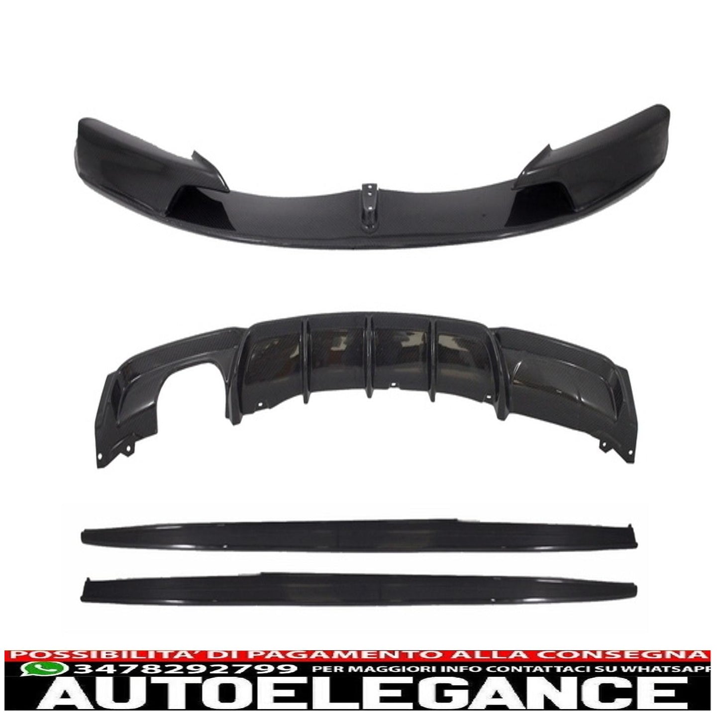 pacchetto completo in carbonio m-performance adatto per bmw serie 3 f30 paraurti anteriore spoiler splitter diffusore ed estensione minigonne laterali m-performance