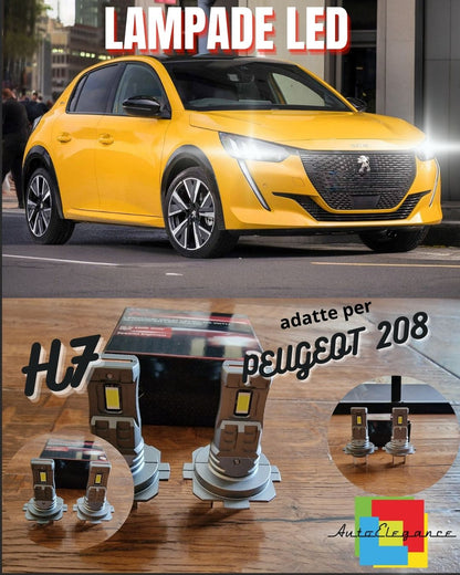 KIT LED H7 PER PEUGEOT 208 6000K BIANCO 6000 LUMEN CANBUS ANABBAGLIANTI