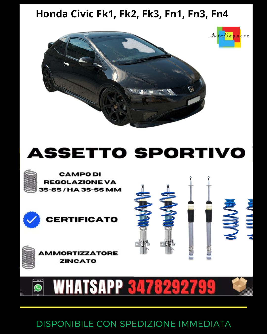 🔥Assetto sportivo PER Honda Civic Fk1, Fk2, Fk3, Fn1, Fn3, Fn4 05-11🔥