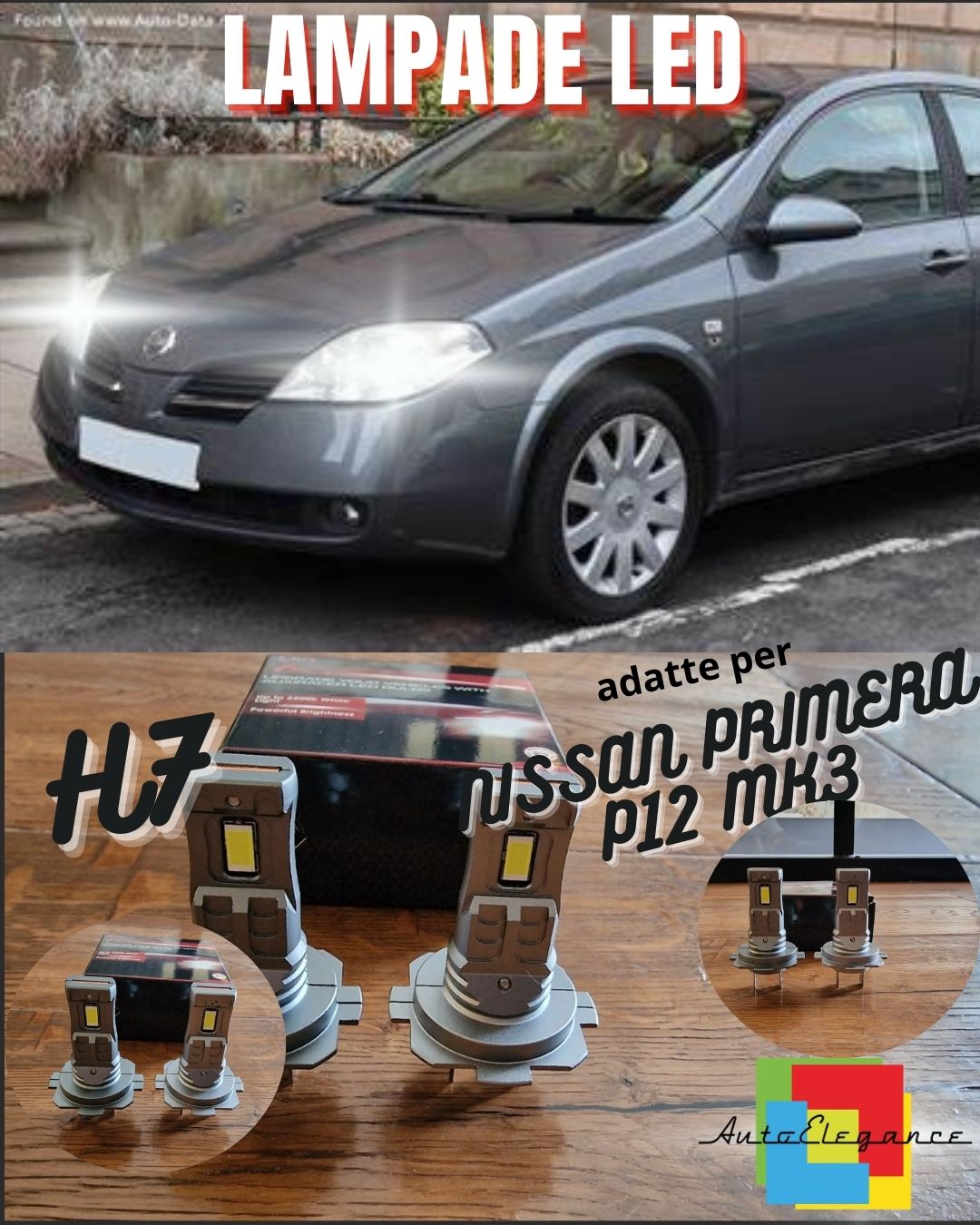 KIT LED H7 NISSAN PRIMERA P12 MK3 6000K BIANCO 6000 LUMEN CANBUS ANABBAGLIANTI