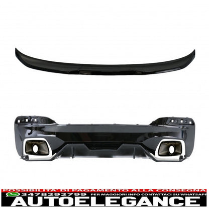 diffusore con terminali di scarico e spoiler per bagagliaio adatto per BMW Serie 5 G30 Limousine (2017-up) 540 m Performance Look Piano Black