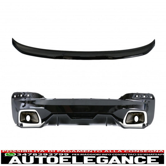 diffusore con terminali di scarico e spoiler per bagagliaio adatto per BMW Serie 5 G30 Limousine (2017-up) 540 m Performance Look Piano Black